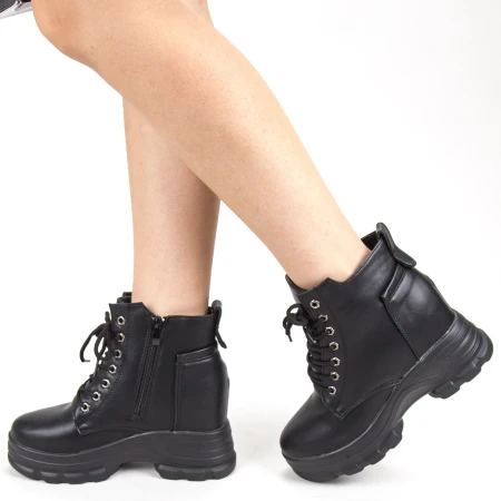 Ghete Dama Sport cu Platforma NX7 Black Mei