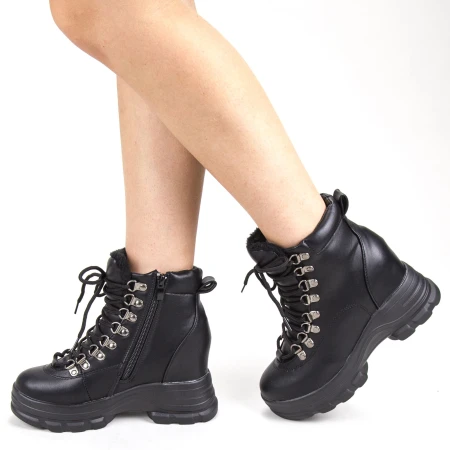 Ghete Dama Sport cu Platforma NX9 Black Mei