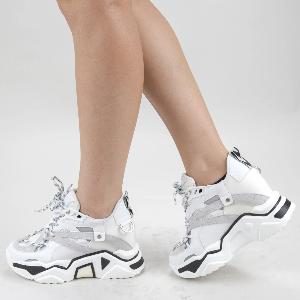 Pantofi sport dama cu platforma sjn281 white (040) mei