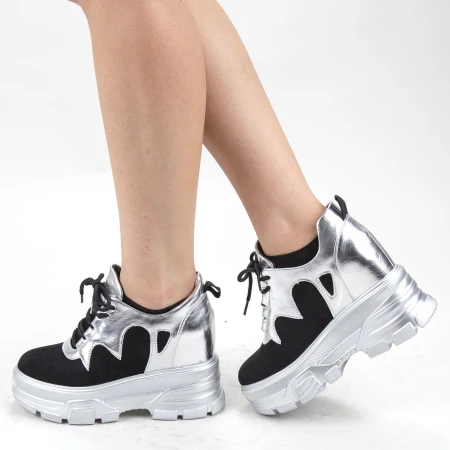 Pantofi Sport Dama cu Platforma SJN301 Silver Mei