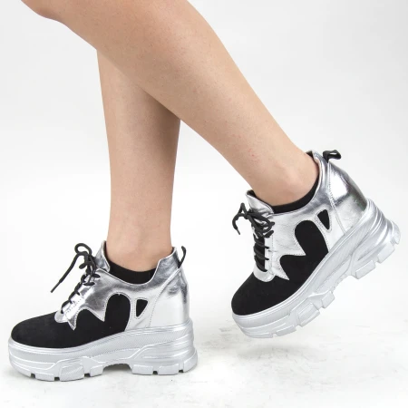 Pantofi Sport Dama cu Platforma SJN301 Silver Mei