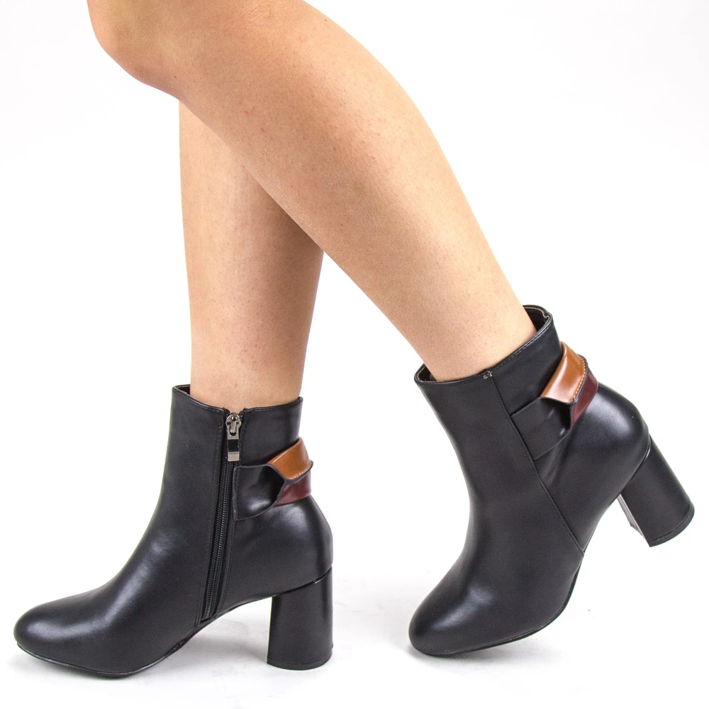 Botine dama cu toc cs72 black (095) mei