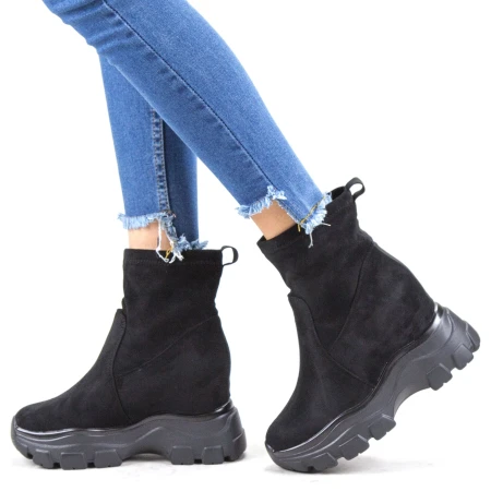 Ghete Dama cu Platforma SJN297 Black Mei