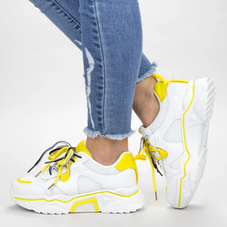Pantofi Sport Dama YKQ218 White-Yellow Mei