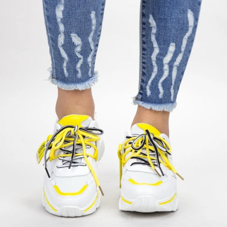 Pantofi Sport Dama YKQ218 White-Yellow Mei