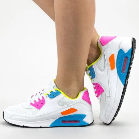 Pantofi Sport Dama 0590 PSD White-Fuchsia Mei