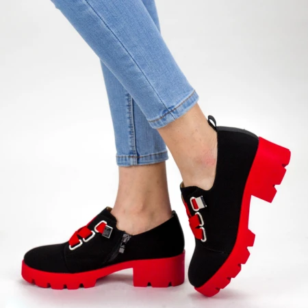 Pantofi Casual Dama ZP1975 Black-Red Mei