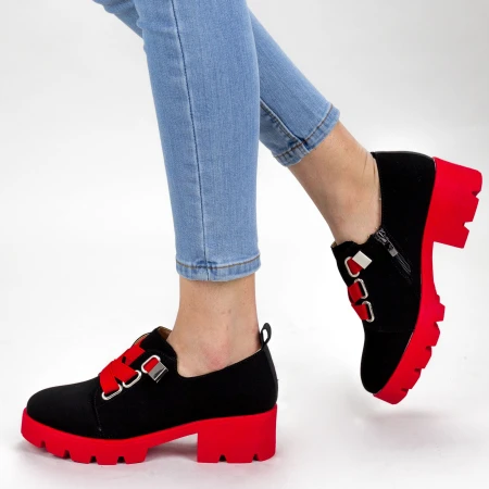 Pantofi Casual Dama ZP1975 Black-Red Mei