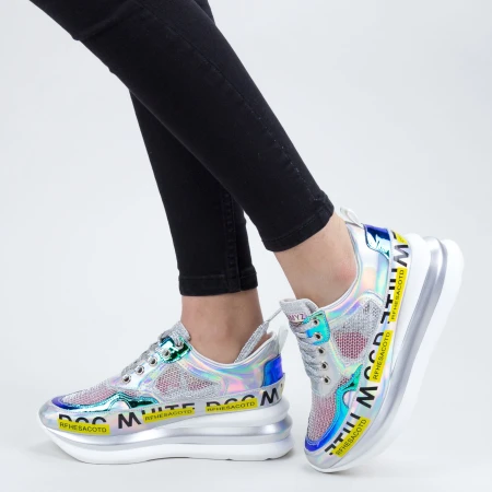 Pantofi Sport Dama cu Platforma SZ256 Silver Mei
