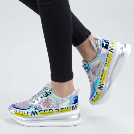 Pantofi Sport Dama cu Platforma SZ256 Silver Mei