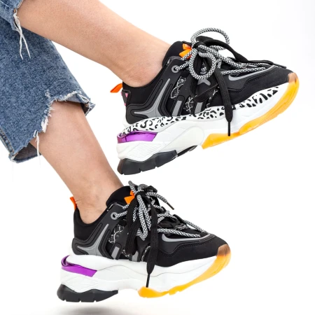 Pantofi Sport Dama cu Platforma YKQ205 Black Mei