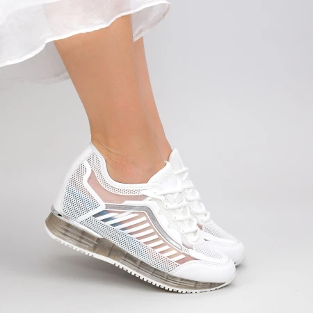 Pantofi Sport Dama cu Platforma SZ257 White Mei