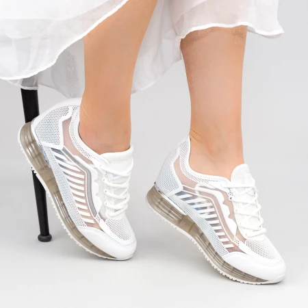 Pantofi Sport Dama cu Platforma SZ257 White Mei