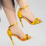 Sandale Dama cu Toc subtire YBS68 Yellow Mei