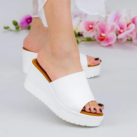 Papuci Dama cu Platforma YL6 White Mei