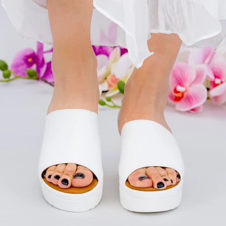 Papuci Dama cu Platforma YL6 White Mei