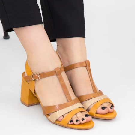 Sandale Dama cu Toc gros CS82 Yellow Mei