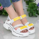 Sandale Dama cu Platforma NX95 White-Yellow Mei