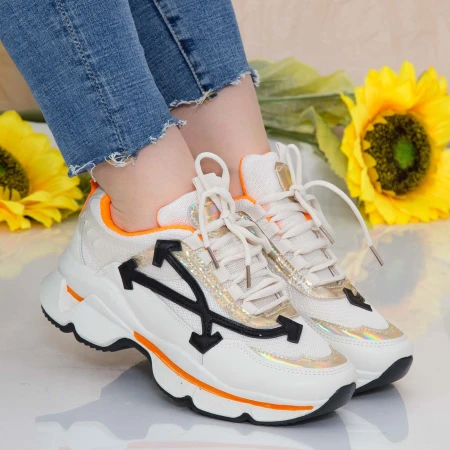 Pantofi Sport Dama LGDL2 White-Orange Mei