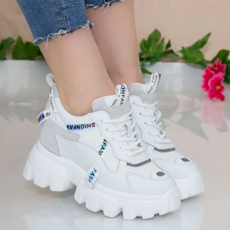 Pantofi Sport Dama cu Platforma SJN331 White Mei