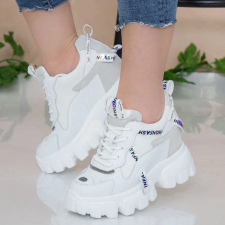 Pantofi Sport Dama cu Platforma SJN331 White Mei
