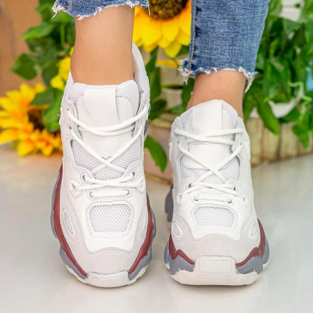 Pantofi Sport Dama cu Platforma CJL12 White Mei