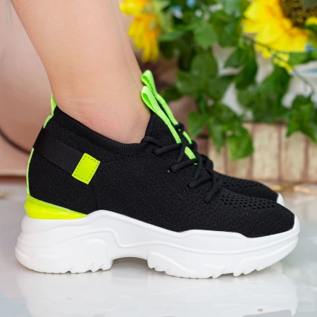 Pantofi Sport cu Platforma Dama CJL6 Black-Green Mei