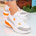 Pantofi Sport Dama cu Platforma X2905 White-Orange Se7en