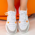Pantofi Sport Dama cu Platforma X2905 White-Orange Se7en