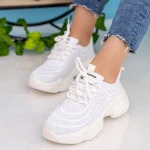 Pantofi Sport Dama cu Platforma 19-6 White Mei