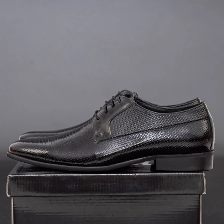 Pantofi Barbati din piele naturala QF576-K52 Black Mei