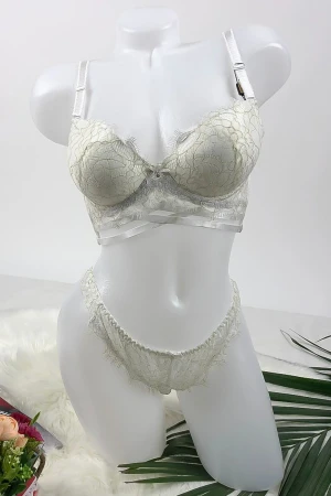 Set lenjerie intima - chilot si sutien - V12 Alb Mei