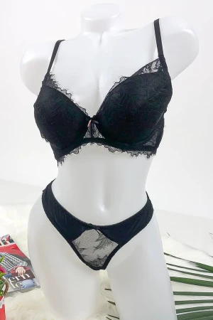 Set lenjerie intima - chilot si sutien - V36 Negru Mei