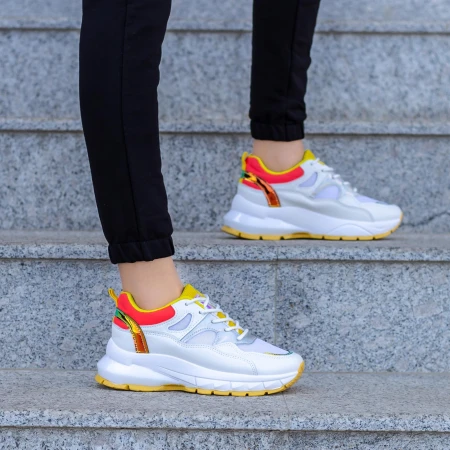 Pantofi Sport Dama 23-55 Alb-Galben Mei