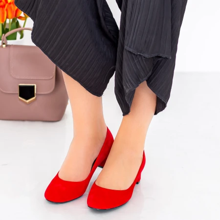 Pantofi cu Toc 063-5A Rosu Hebe