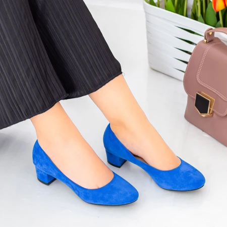 Pantofi cu Toc 063-5A Albastru Hebe