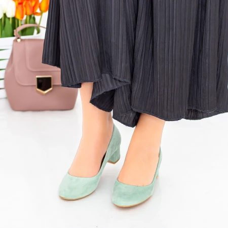 Pantofi cu Toc 063-5A Verde Hebe