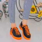 Pantofi Casual Dama MX155 Black-Orange Mei