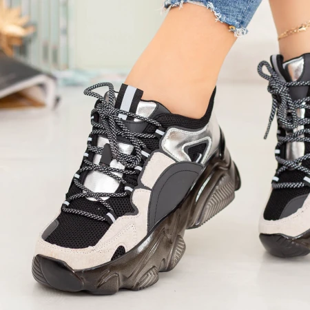 Pantofi Sport Dama SZ268 Negru-Argintiu Mei