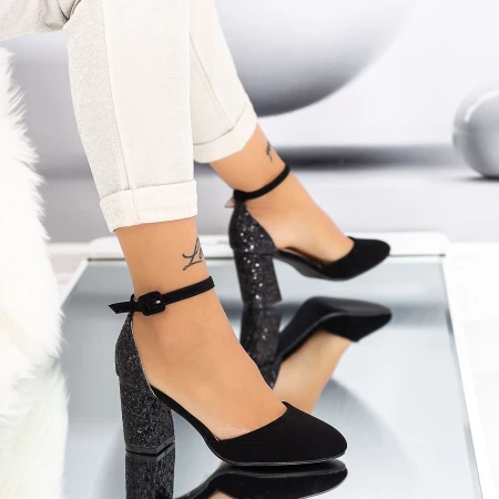Pantofi cu Toc gros XD110 Black Mei
