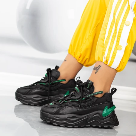 Pantofi Sport Dama WLLXE6 Negru-Verde Mei