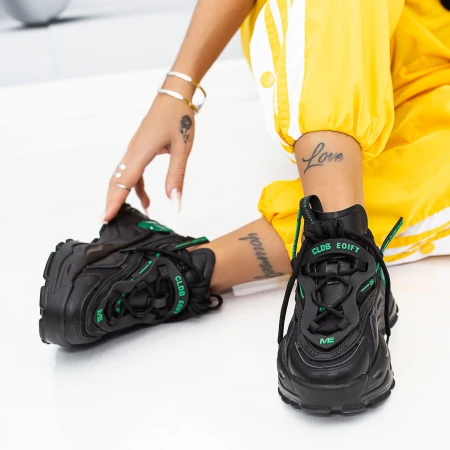 Pantofi Sport Dama WLLXE6 Negru-Verde Mei