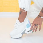 Pantofi Sport Dama cu Platforma WLGH8 White » MeiMei.Ro