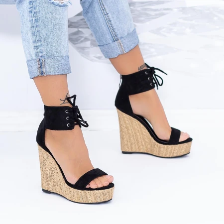 Sandale Dama cu Platforma XKK301 Negru Mei