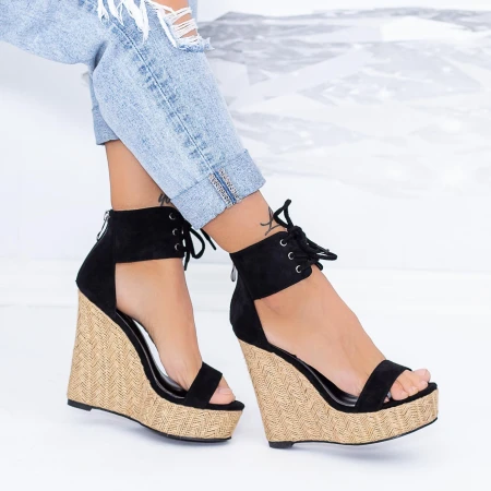 Sandale Dama cu Platforma XKK301 Negru Mei