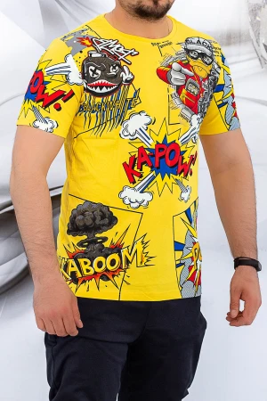 Tricou Barbati D179 Galben Fashion