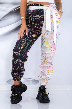 Pantaloni Dama 1909 Alb-Negru Fashion