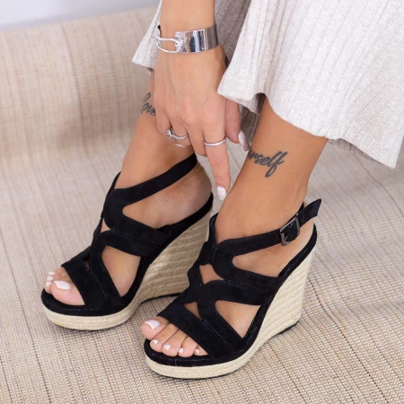 Sandale Dama cu Platforma HXS15 Negru Mei