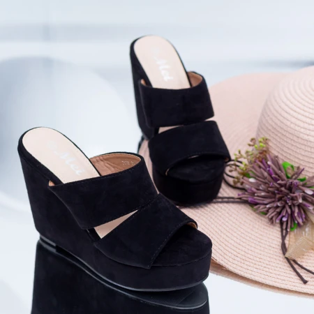 Papuci Dama cu Platforma FS39 Negru Mei