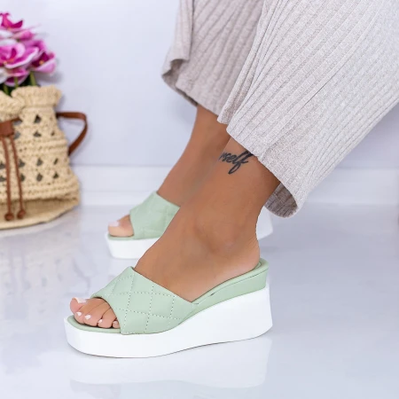 Papuci Dama cu Platforma XQJ8 Verde Mei